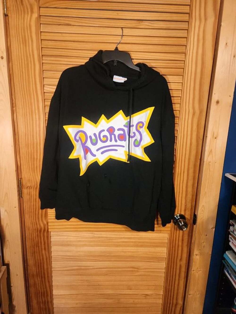 Nickelodeon Rugrats Graphic Hoodie XL Black Tommy Chuckie Reptar Pullover.